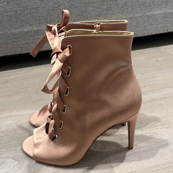 INC Rose Gold/Pink Lace Heels- Satin Fabric-Size 10 - Picture 6 of 13